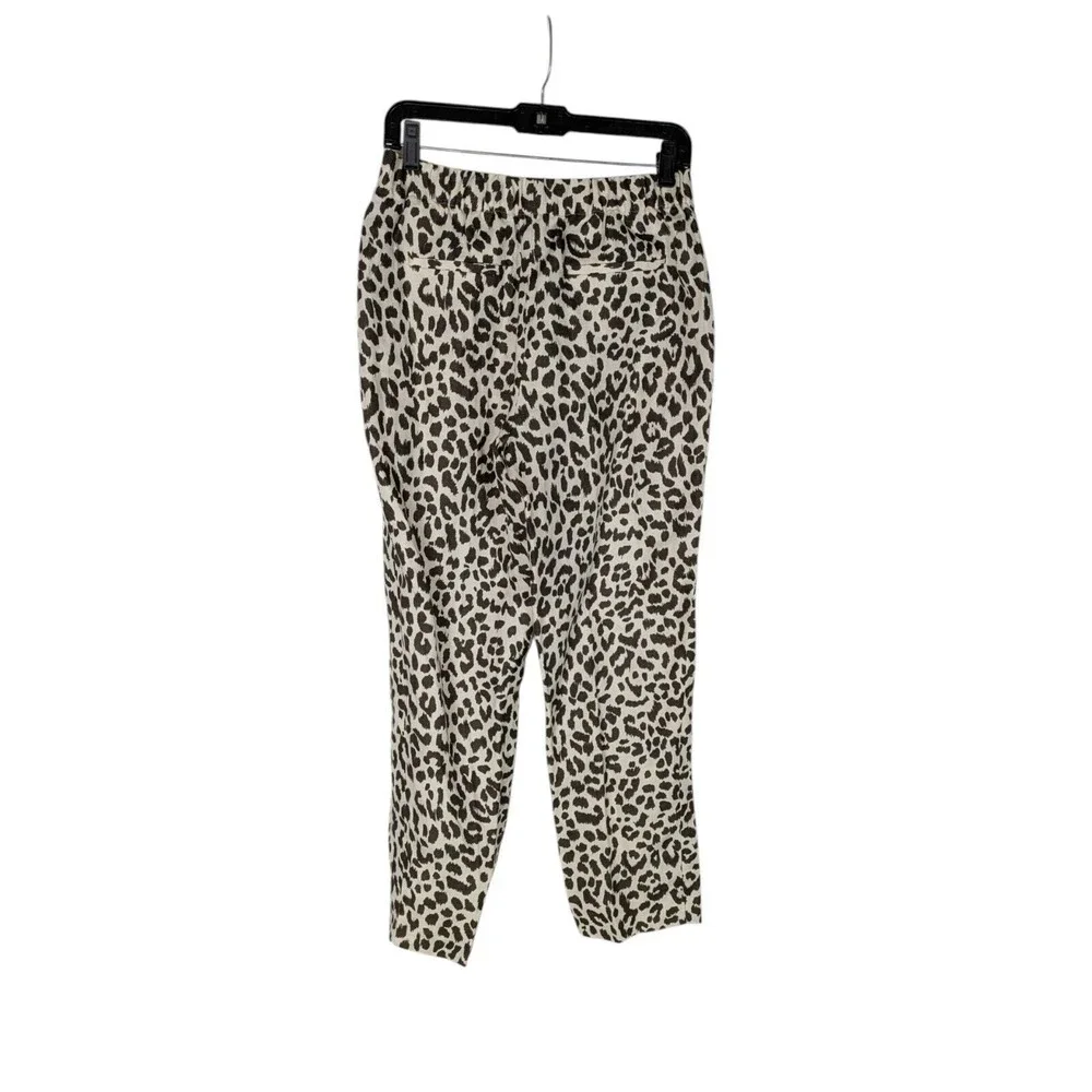 J. Crew Tan Black Leopard Print Linen-Blend Tall 